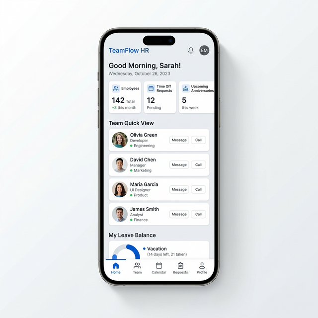 HRMS Mobile App Interface